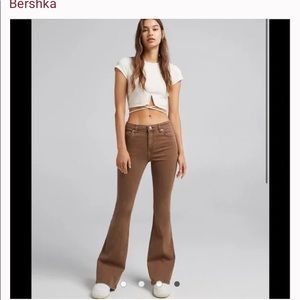 Bershka high rise brown flare jeans
